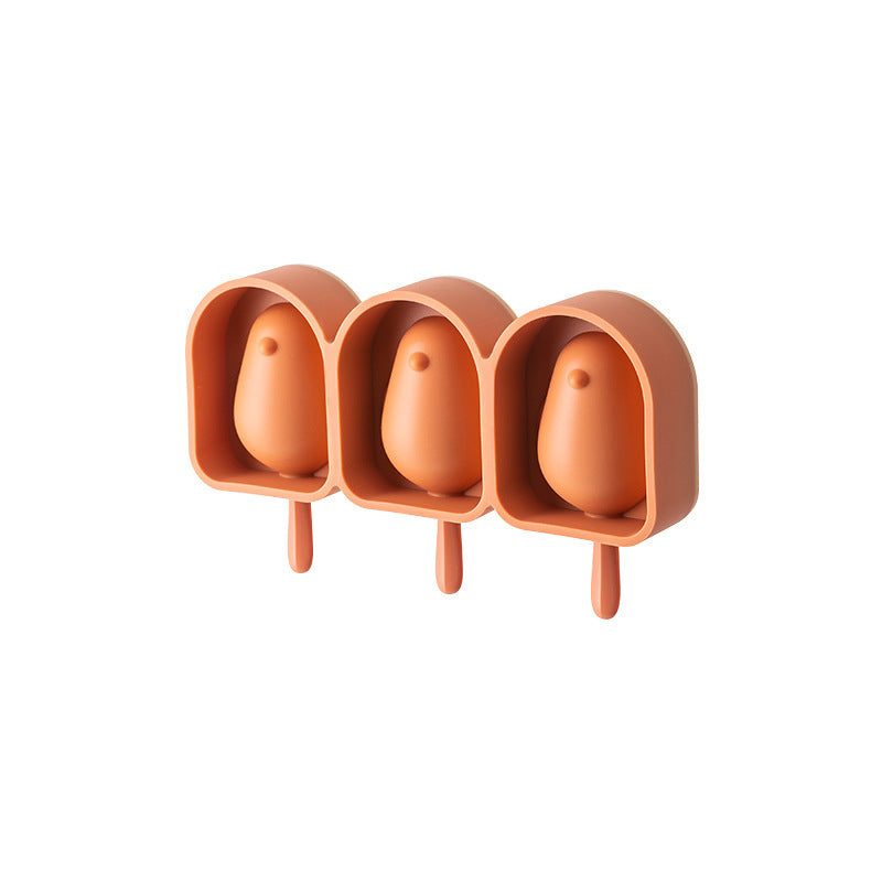 Silicone Bird Shape Ice Cream Mold Popsicle Mould With Sticks 3 Cell Ice Cube Tray DIY Dessert Cake Decoration Tool