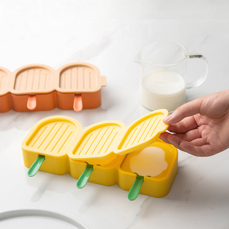 Silicone Bird Shape Ice Cream Mold Popsicle Mould With Sticks 3 Cell Ice Cube Tray DIY Dessert Cake Decoration Tool