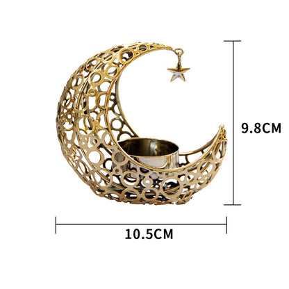 Licht Luxus Crescent Moon Star Moon Schwarz Gold Metall Kerzenhalter Moderne romantische Hochzeit Weihnachts kerze Tasse Wohn dekoration