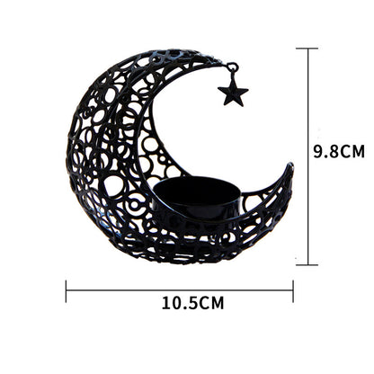 Licht Luxus Crescent Moon Star Moon Schwarz Gold Metall Kerzenhalter Moderne romantische Hochzeit Weihnachts kerze Tasse Wohn dekoration